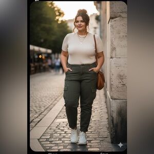 Torrid Women's Olive Ankle Cargo Jeans